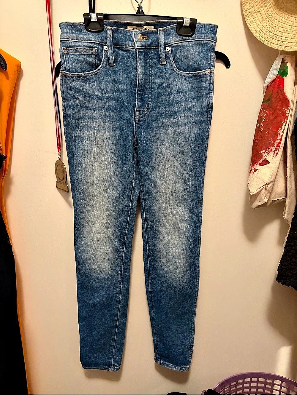 Madewell 10" High-Rise Skinny Crop Skinny Jeans in Blue Waist 26